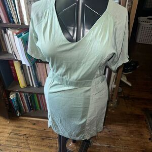 J Crew S sage green silk elevated basic preppy mini dress